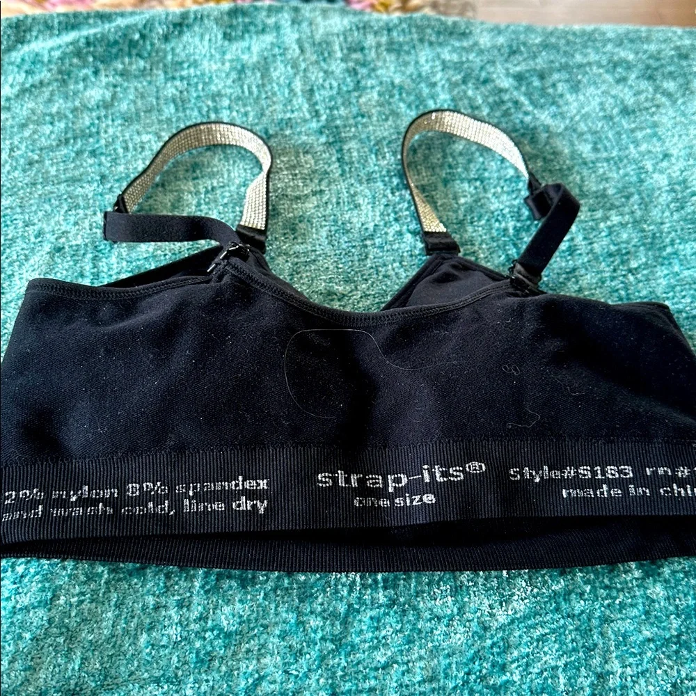 ELEGANT Black Women's Bra with Silver Straps - Picture 4 of 7